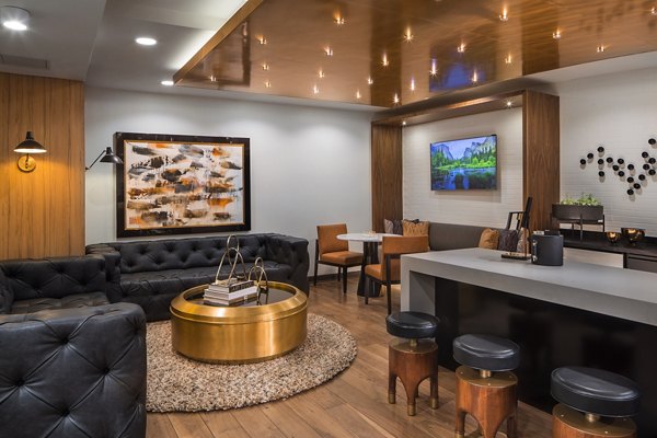 Clubhouse with contemporary design elements at The Hudson Apartments