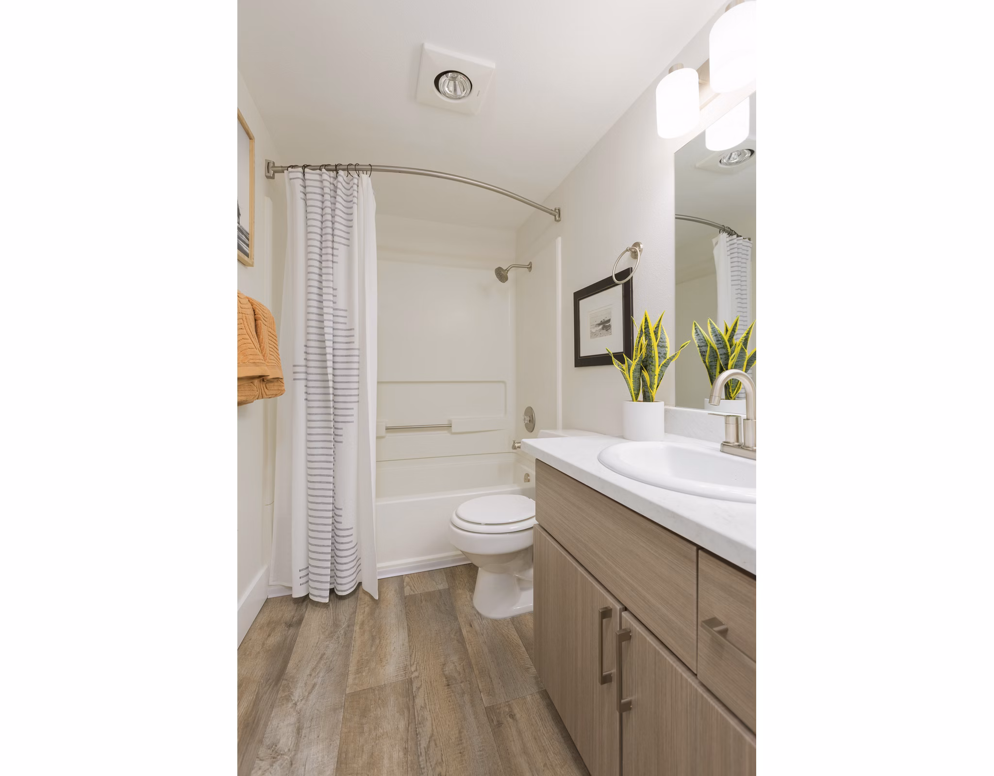 Contemporary bathroom with sleek fixtures at Brookside 112 Apartments, Greystar luxury apartments community