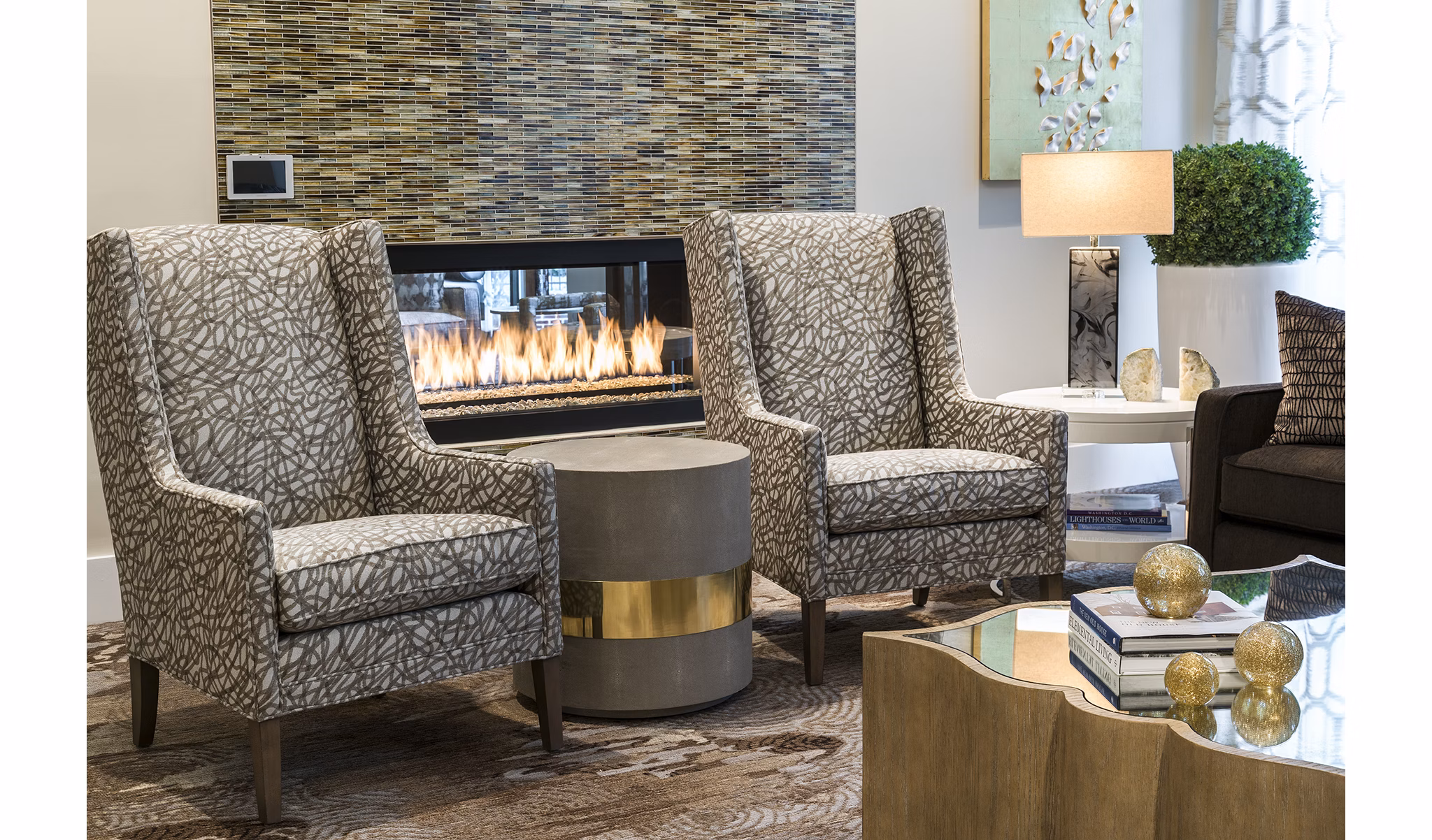 Greystar luxury apartments at night showcasing modern design and lighting