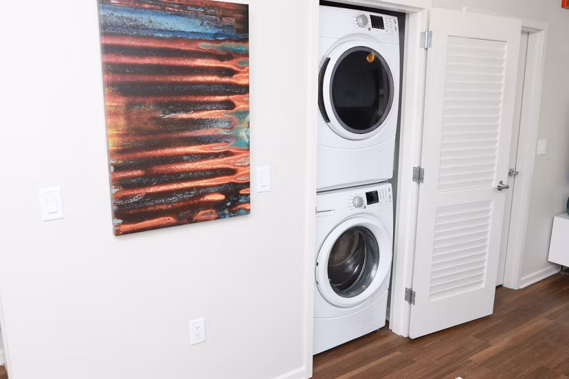 Washer and dryer in-unit at 3 Journal Square Apartments offering convenience and comfort for residents