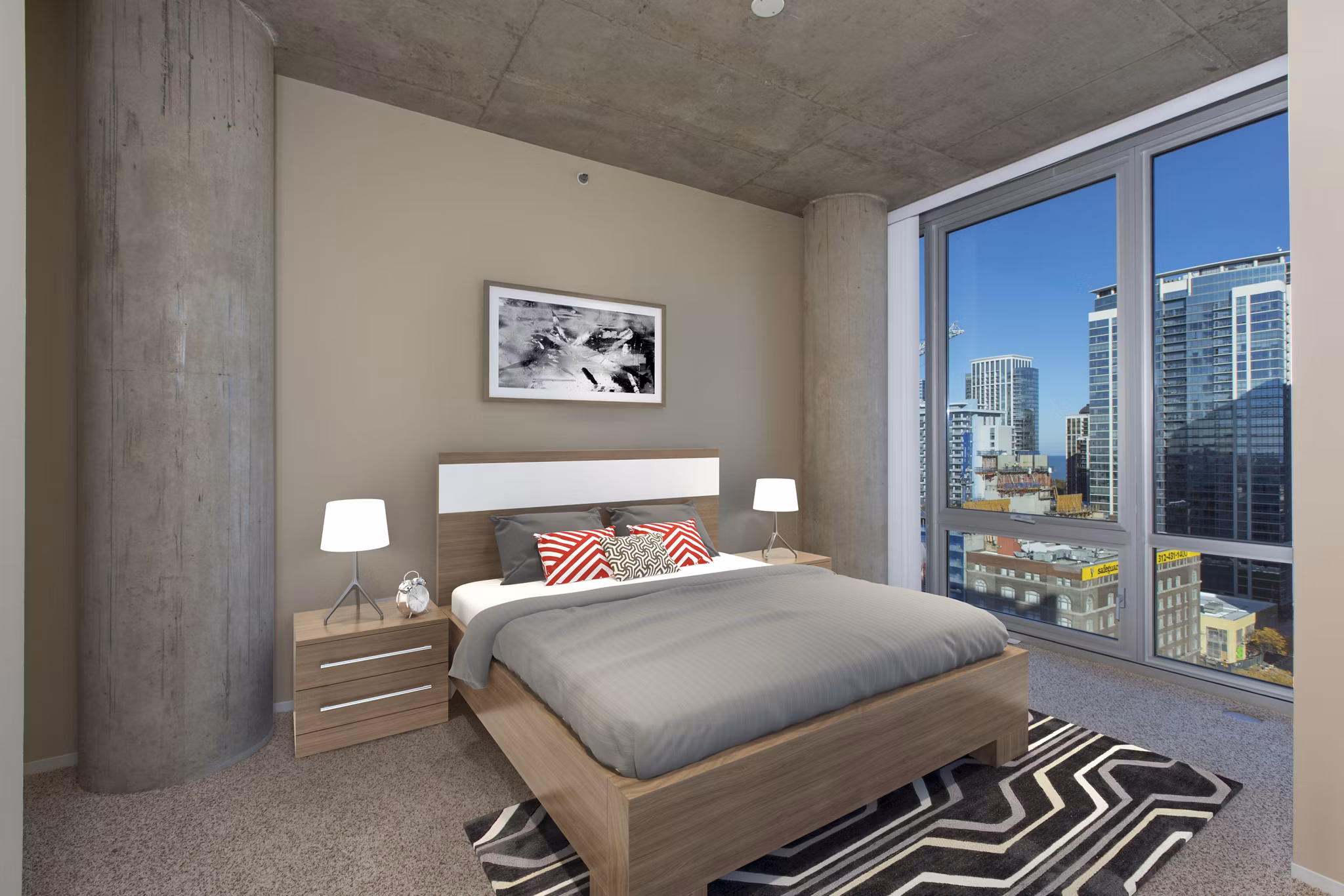 bedroom at 1401 S. State Apartments 
