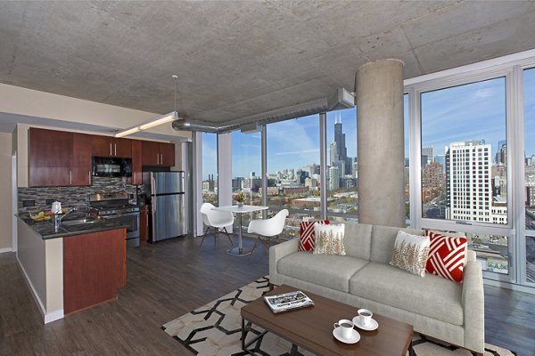 living room at 1401 S. State Apartments