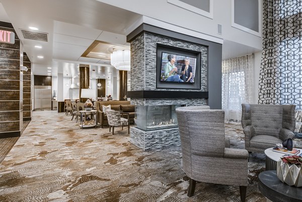 Clubhouse featuring modern furnishings at Overture Stone Oak luxury apartments in San Antonio