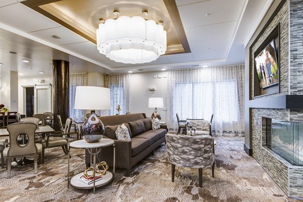 Elegant clubhouse featuring modern decor at Overture Stone Oak luxury apartments