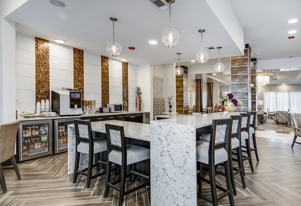 Clubhouse with modern design elements at Overture Stone Oak, offering luxury living spaces for residents