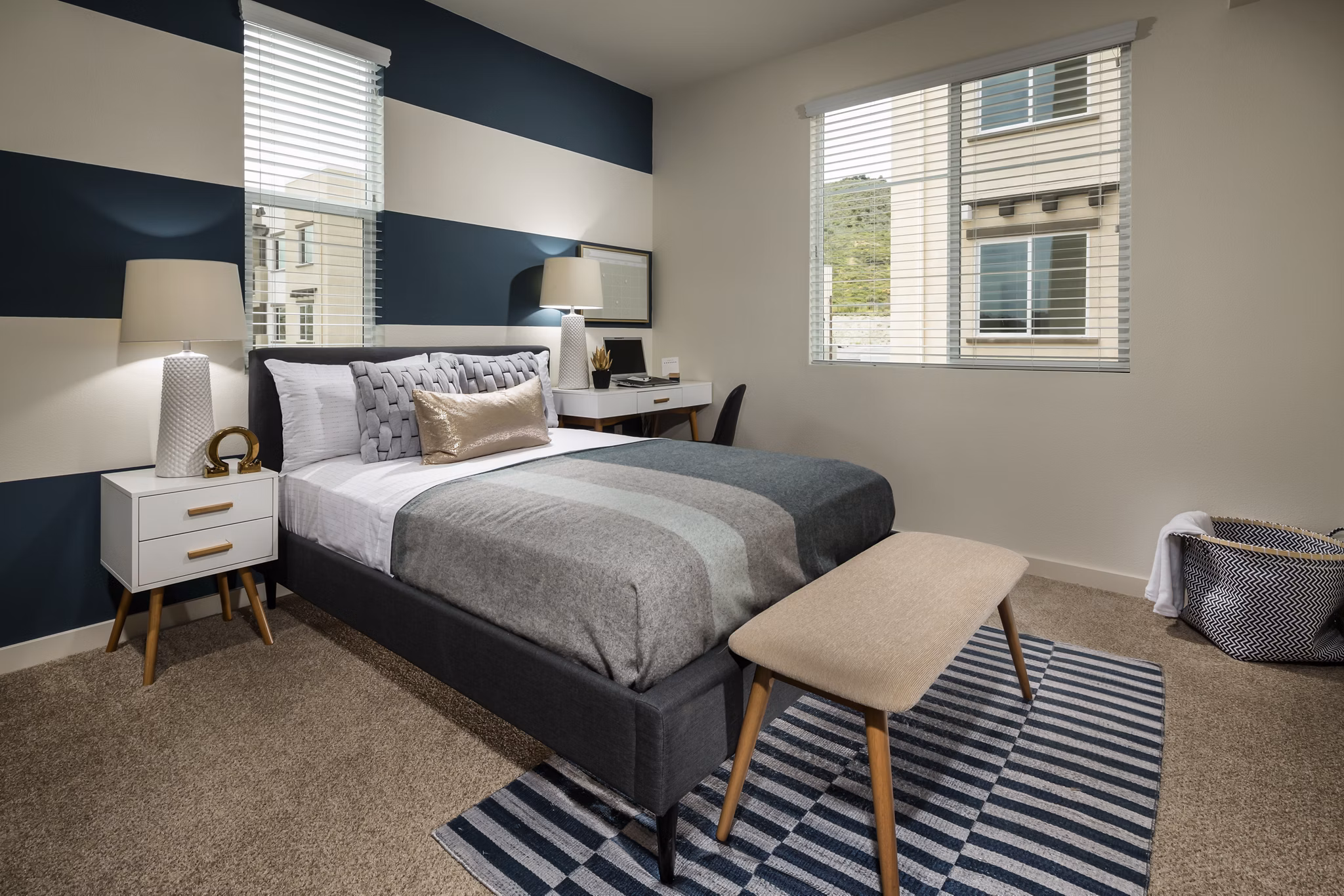 Elegant bedroom with modern decor at Solaire Apartments offering luxury living near the city center