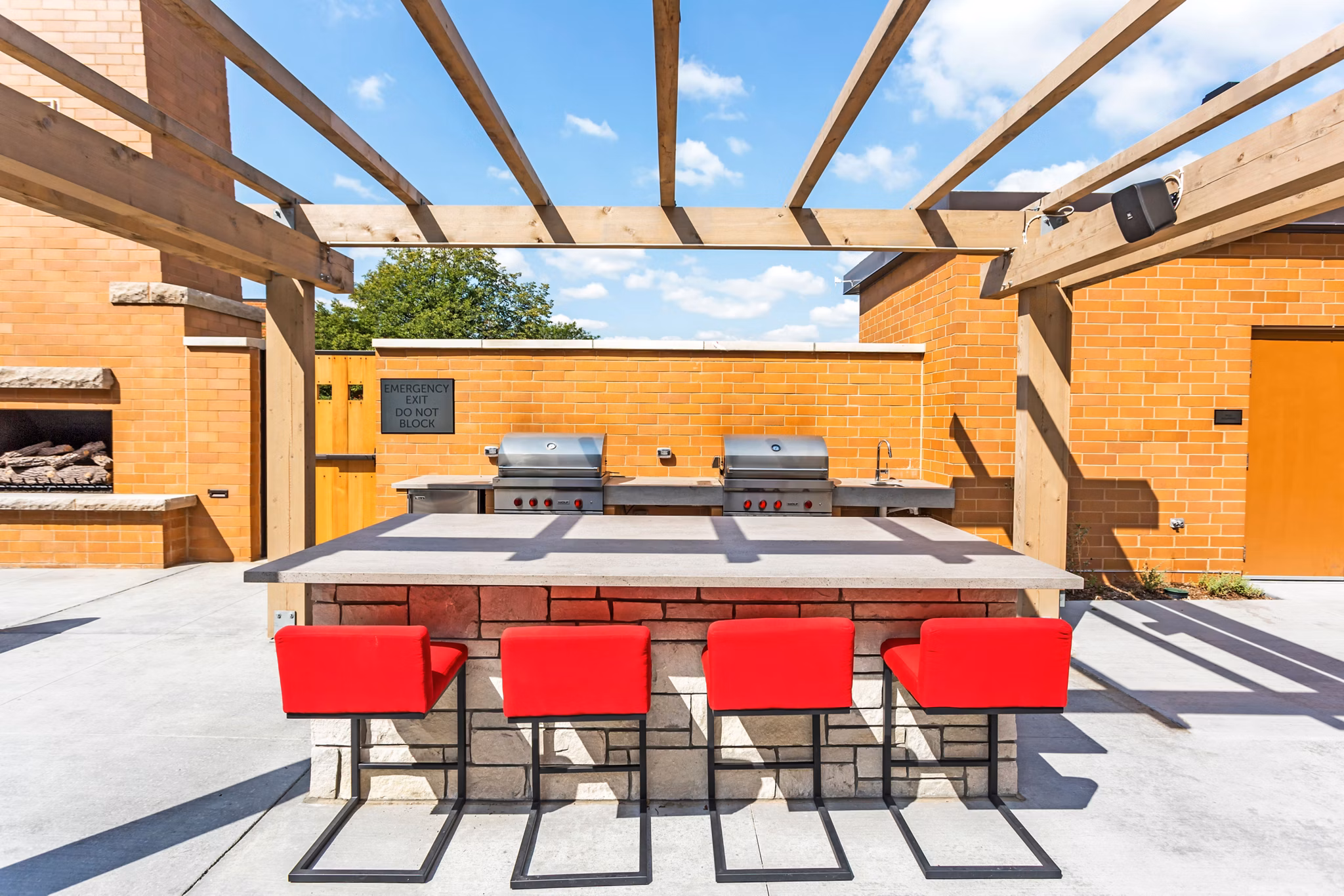 grill area at Uptown La Grange Apartments