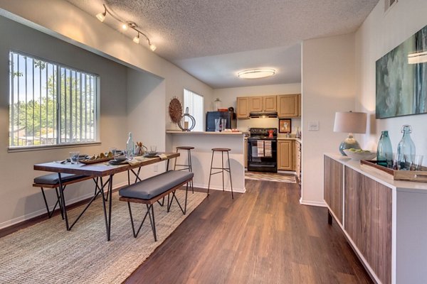 Dining room featuring modern furnishings at Onyx Apartments luxury community