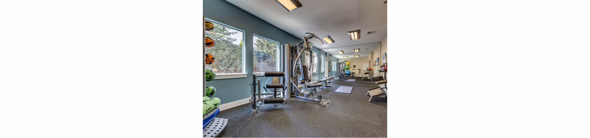 State-of-the-art fitness center with modern equipment at Onyx Apartments, ideal for luxury living and an active lifestyle