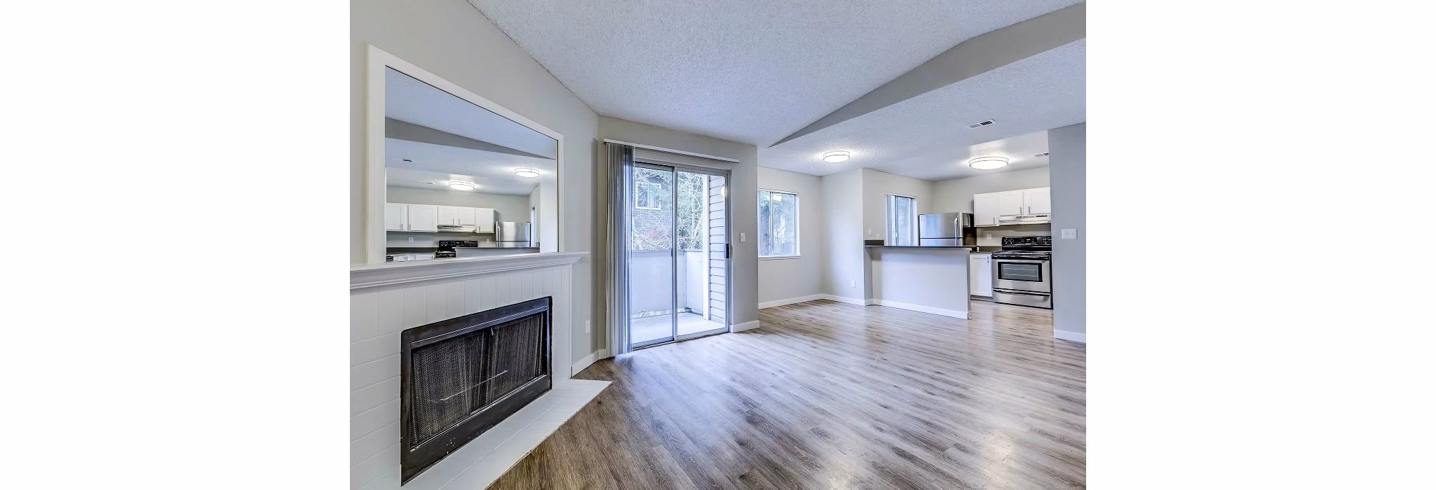 Living room with modern decor and stylish furniture at Onyx Apartments luxury rentals