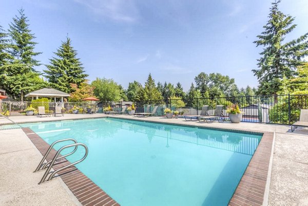Rooftop pool with city views at Onyx Apartments