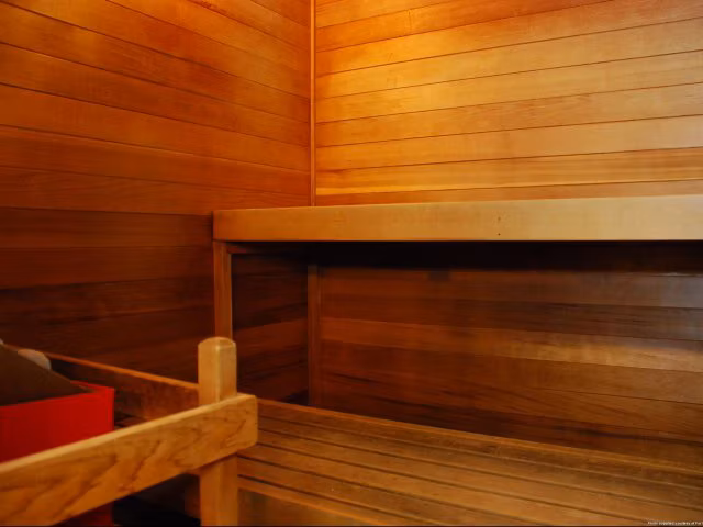 Luxurious indoor sauna at Onyx Apartments, enhancing relaxation and wellness