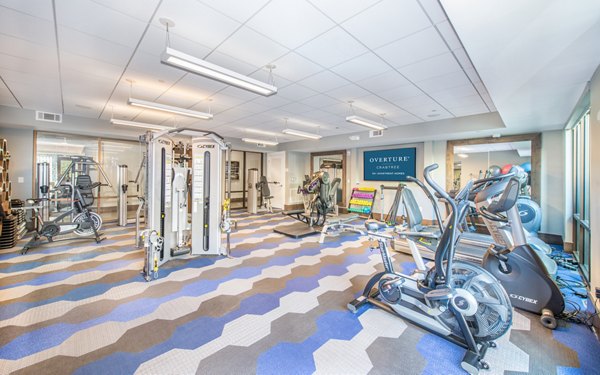 State-of-the-art fitness center with modern equipment at Overture Crabtree Apartments designed for active lifestyles and wellness