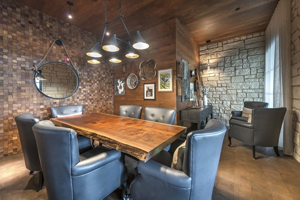 Clubhouse with modern decor at Overture Fairview Apartments offering luxury living spaces