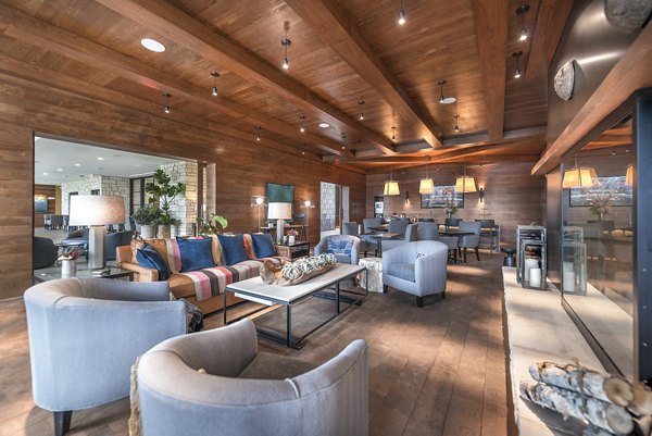 Clubhouse at Overture Fairview: Elegant space with modern furnishings and spacious seating in luxury apartments, perfect for social gatherings