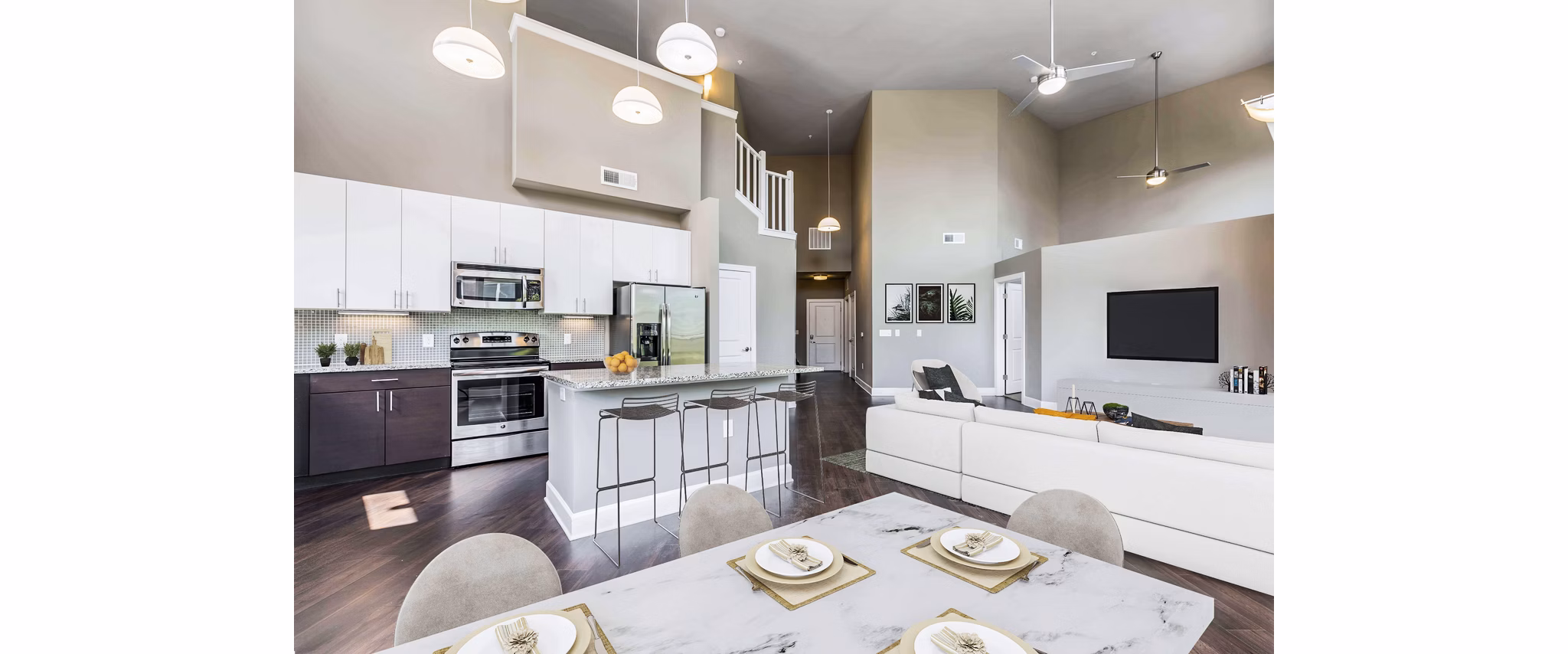 dining room at Loft One35 Apartments