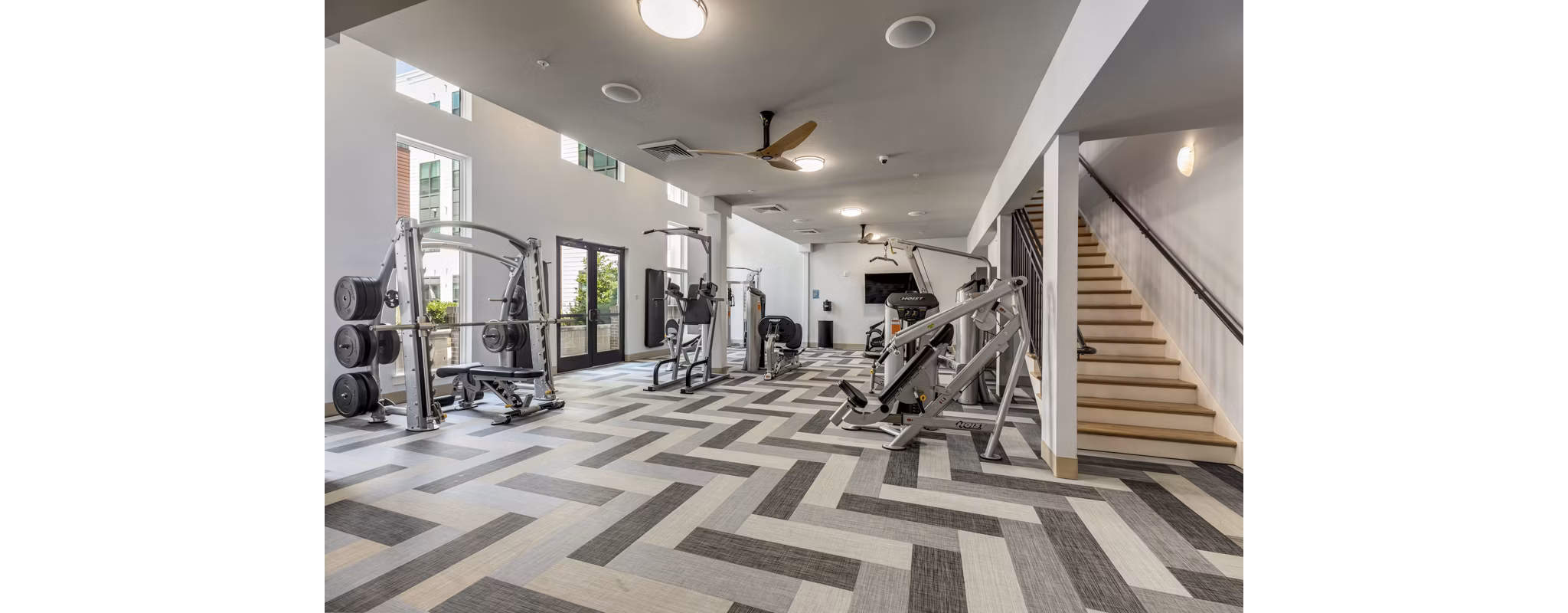 fitness center at Loft One35 Apartments