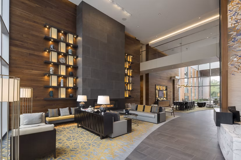 Elegant clubhouse with modern furnishings at Serenity Apartments offering luxury living experience