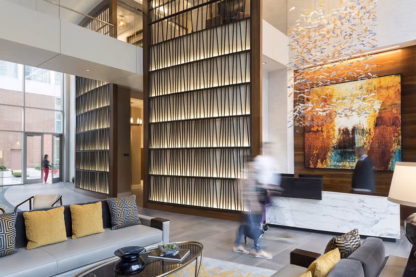 Stylish clubhouse with modern decor at Serenity Apartments