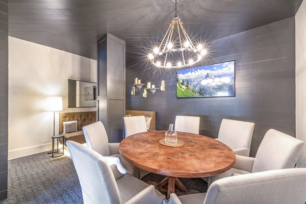 clubhouse/kitchen dining room at Overture Highlands Apartments