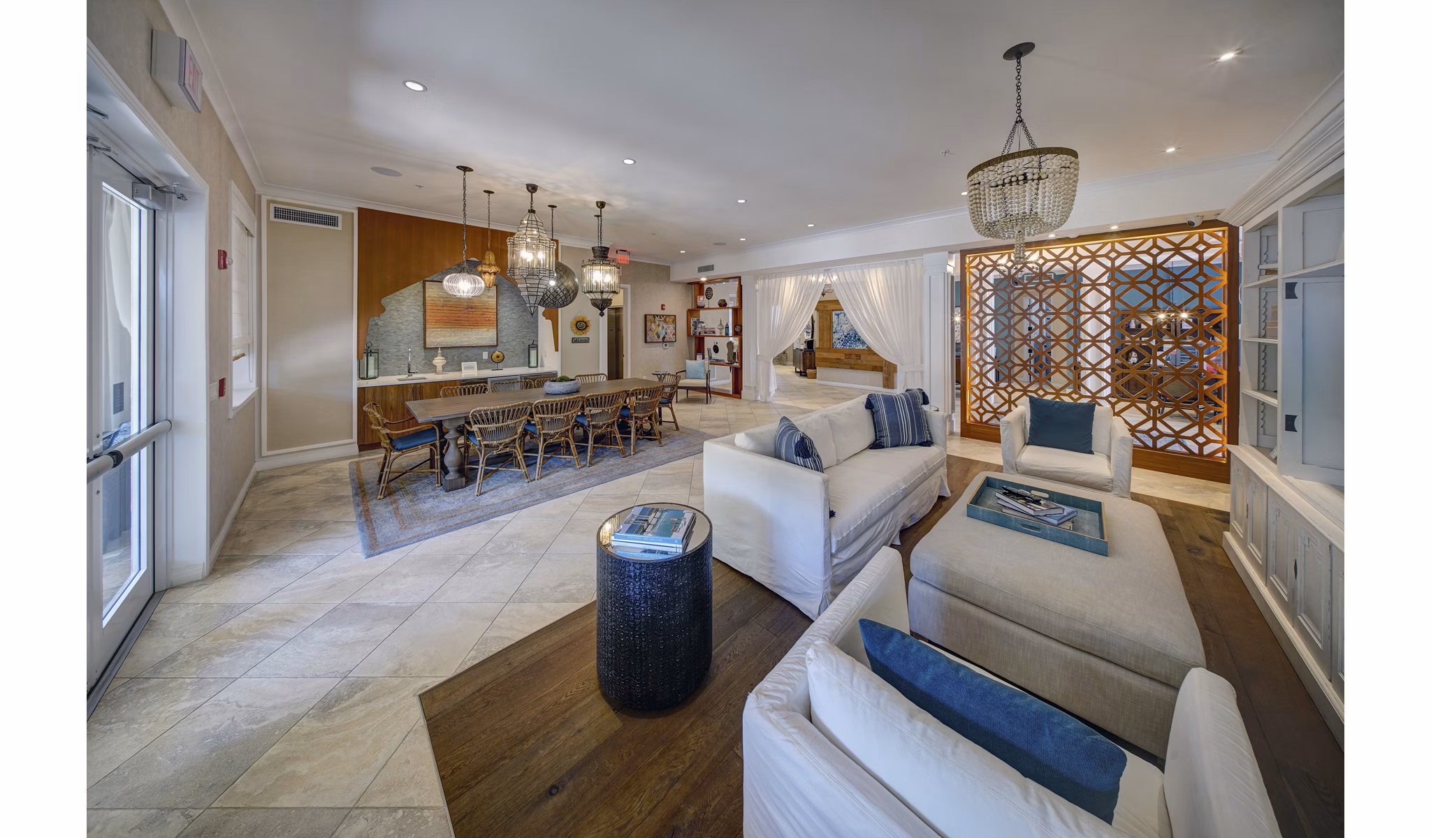 Spacious clubhouse with modern furnishings at Solle Davie Luxury Apartments