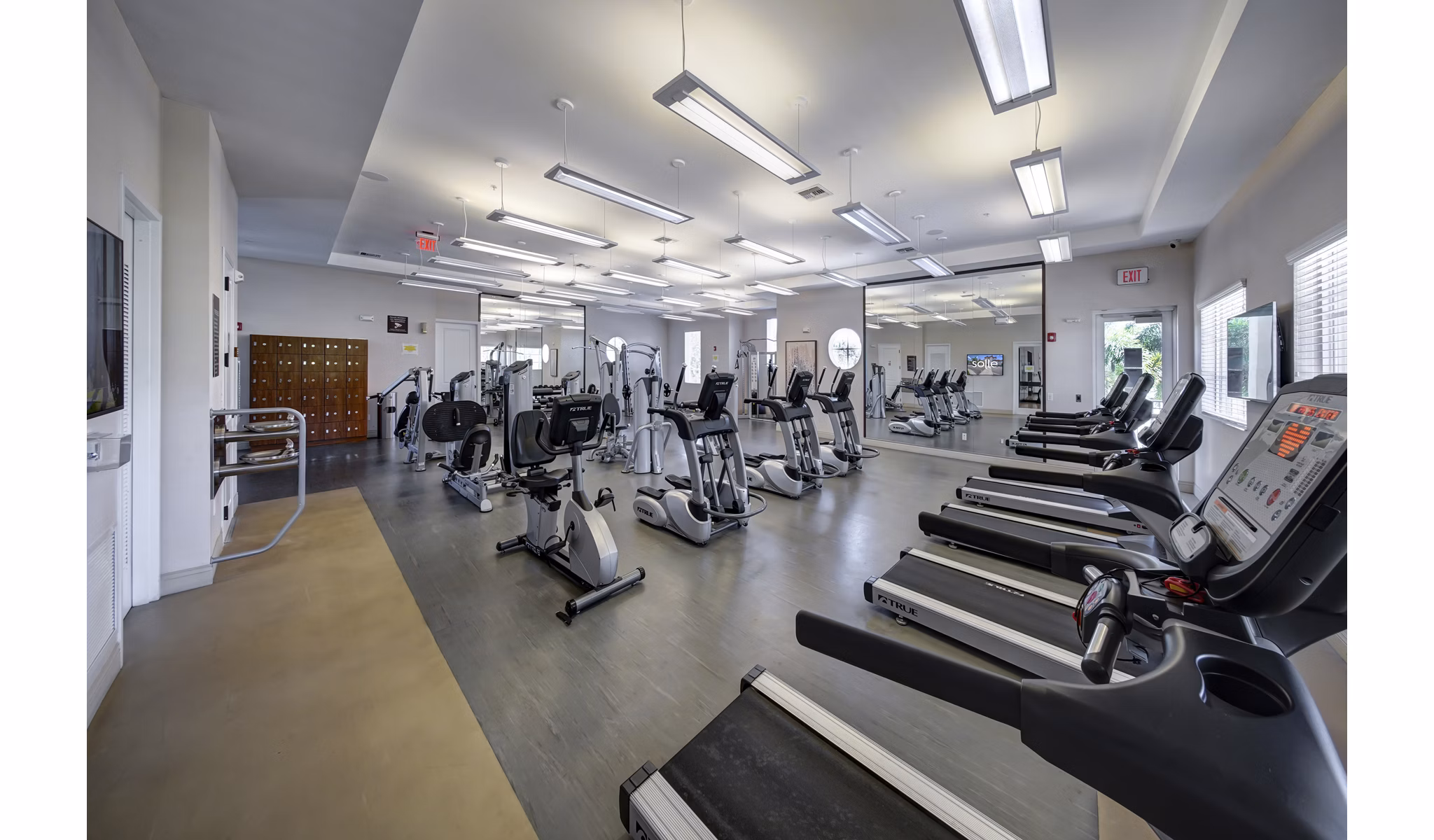 Modern fitness center with top-tier equipment at Solle Davie Luxury Apartments