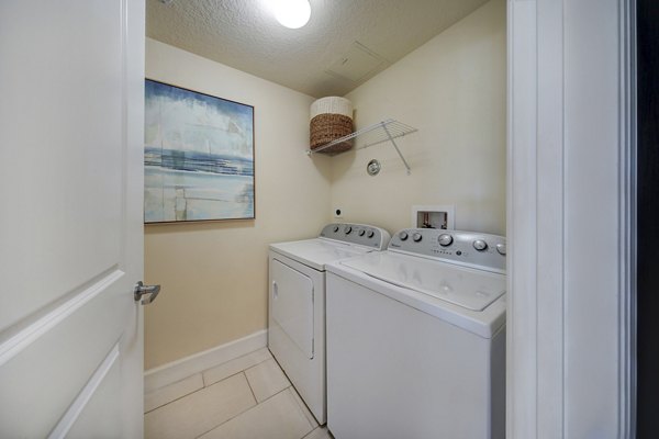 State-of-the-art laundry room with modern appliances at Solle Davie Luxury Apartments