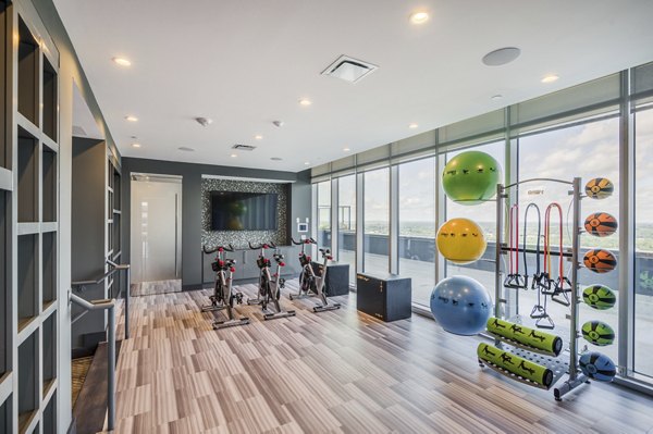 yoga/spin center at Ascent Uptown Apartments