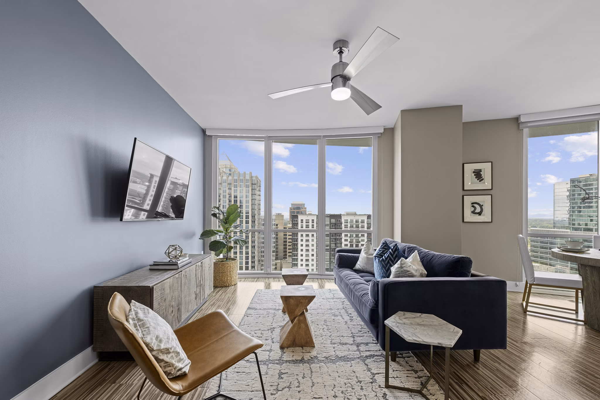 Living Room at Ascent Uptown Apartments