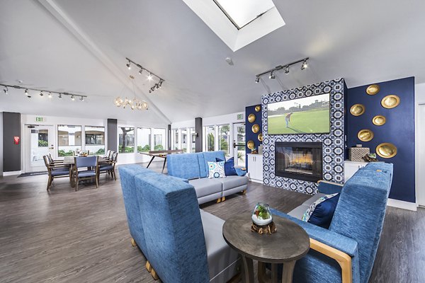 Clubhouse with modern decor at Overture San Marcos Apartment Homes, luxury living spaces tailored for active adults