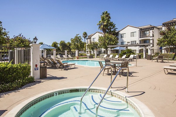 Luxurious hot tub at Hacienda Vallecitos Apartments ideal for relaxation and unwinding
