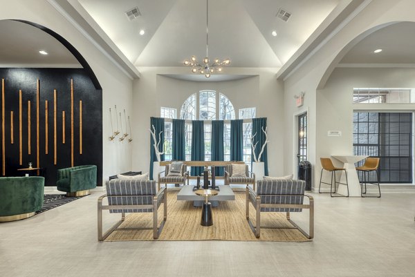 Elegant clubhouse with modern furnishings at Parc at Wall Street Apartments