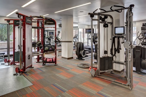 fitness center at One City Block Apartments
