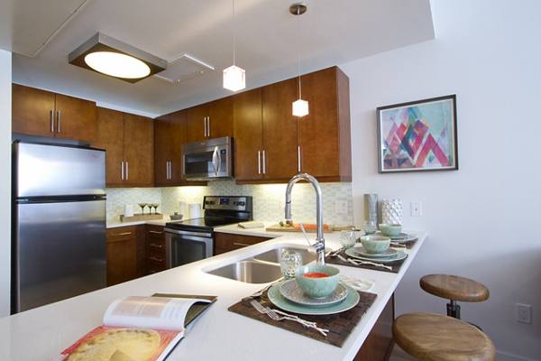 kitchen at One City Block Apartments