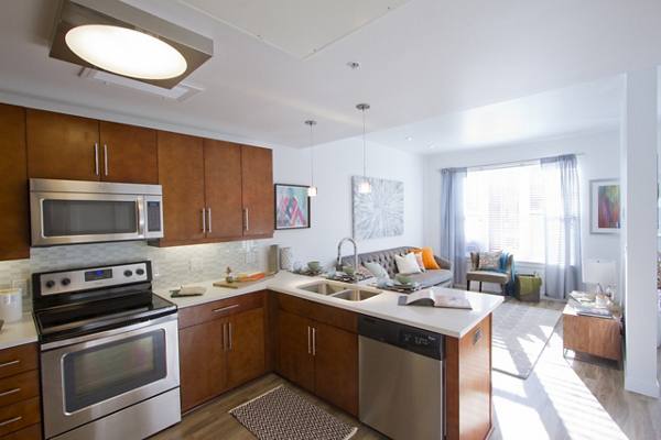 kitchen at One City Block Apartments