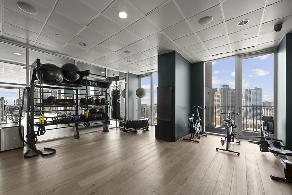 fitness center at Skyhouse Uptown South Apartments