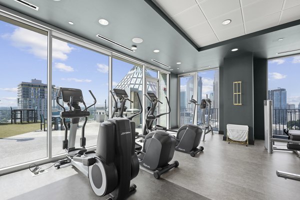 fitness center at Skyhouse Uptown South Apartments