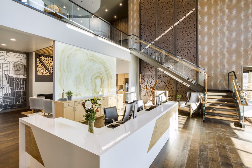 Solana Olde Town Station: Modern clubhouse with sleek design elements at luxury apartments in a convenient location