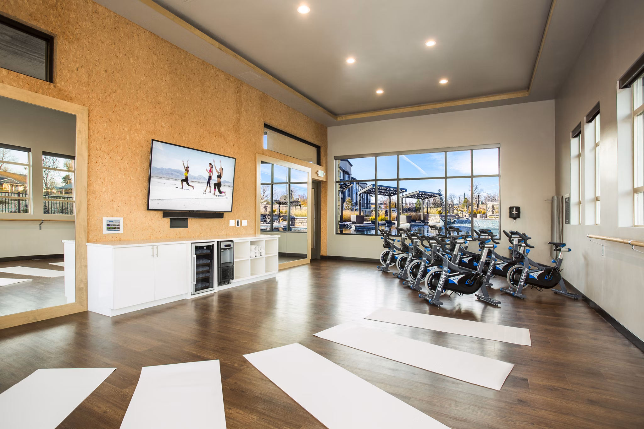 State-of-the-art fitness center with modern equipment at Solana Olde Town Station Apartments, promoting health and wellness living