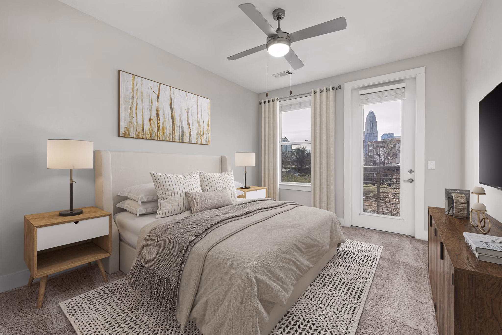 bedroom at Cadence Music Factory Apartments