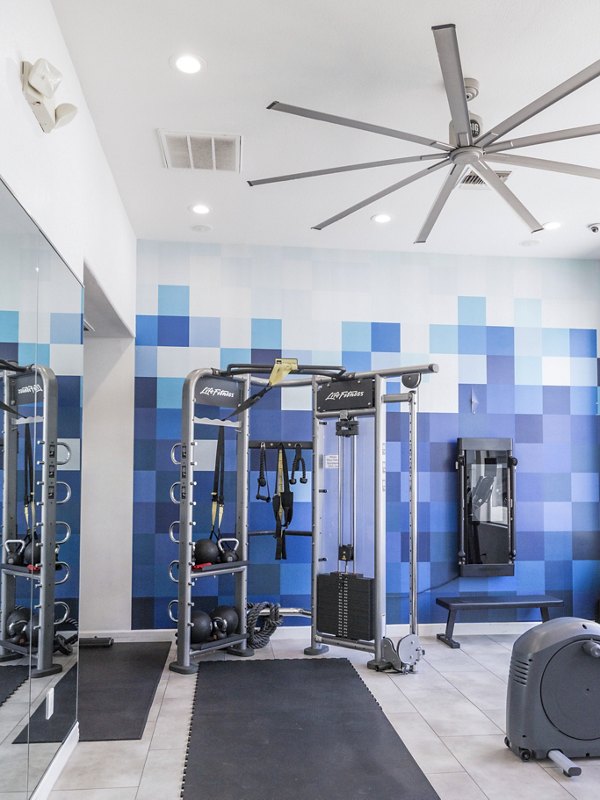 Fully-equipped fitness center with modern machines at Haven at Midtown Apartments
