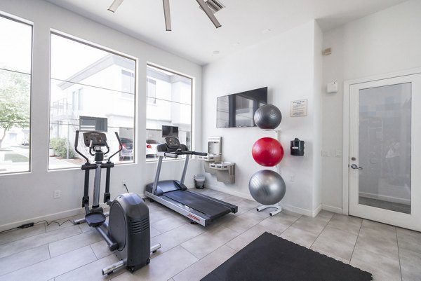 State-of-the-art fitness center with modern equipment at Haven at Midtown Apartments
