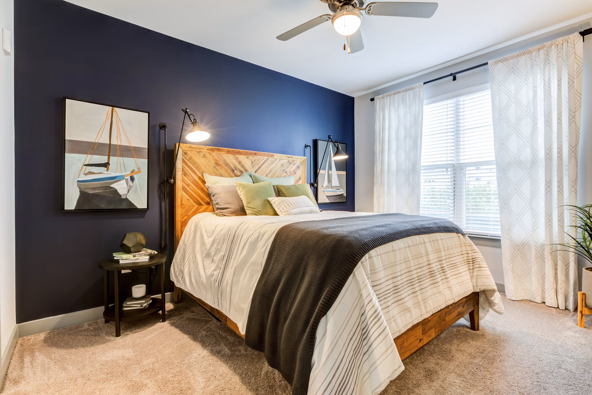 Bedroom featuring contemporary furnishings at Element Barclay Apartments