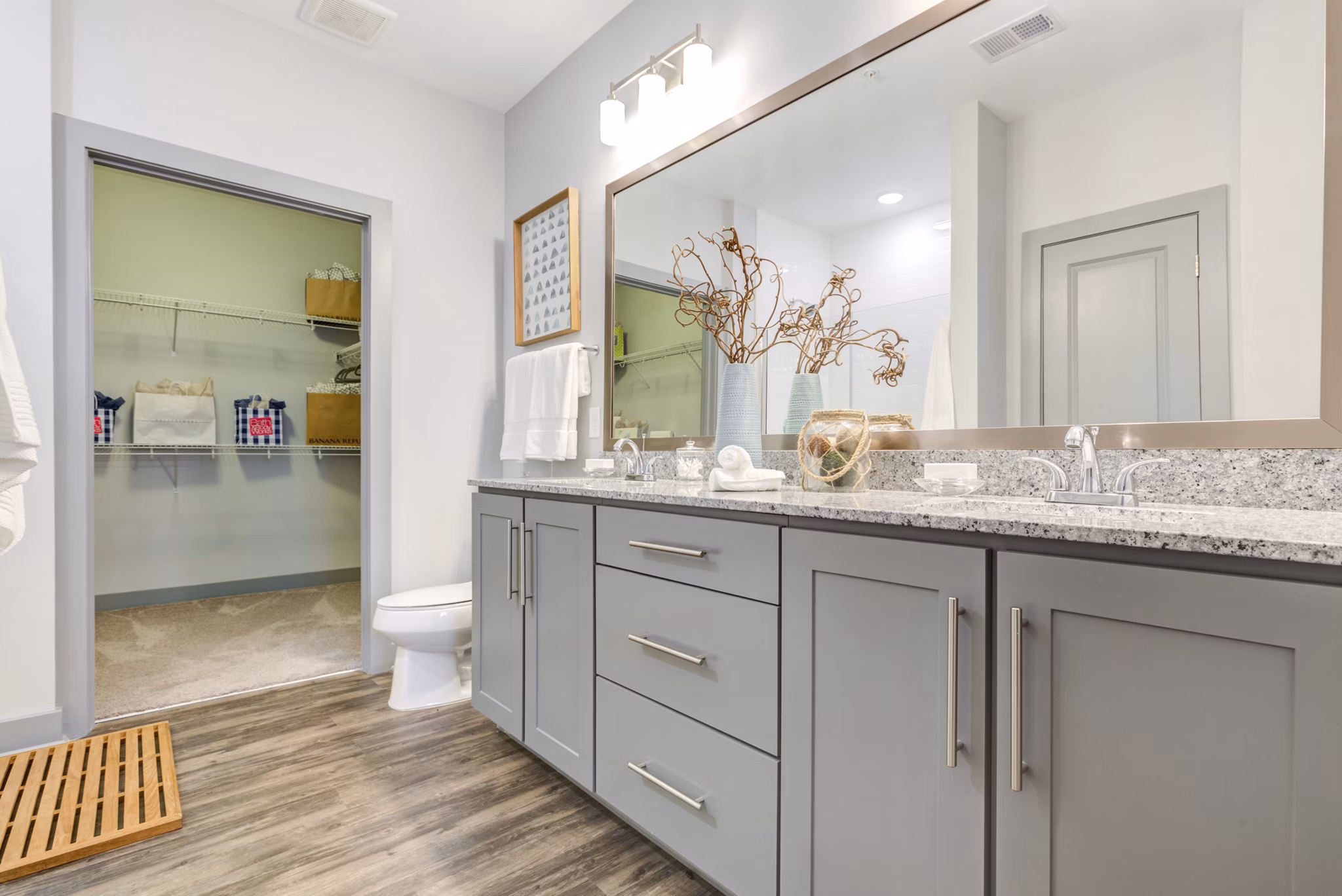 Modern bathroom featuring sleek fixtures at Element Barclay Apartments