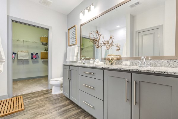 Modern bathroom featuring sleek fixtures at Element Barclay Apartments