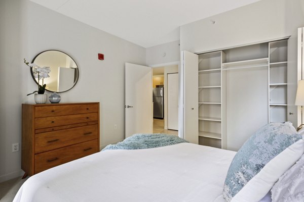 bedroom at James and Harrison Court Apartments