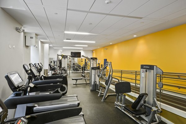 fitness center at James and Harrison Court Apartments