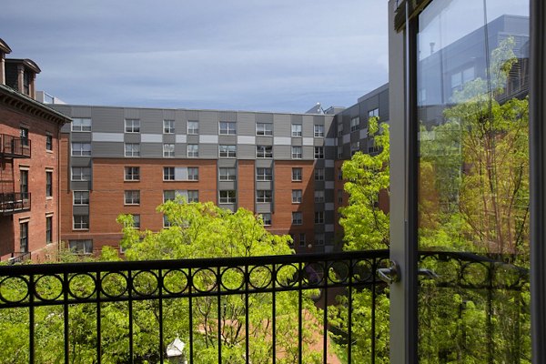 patio at James and Harrison Court Apartments