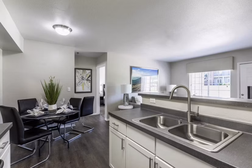 Modern kitchen with stainless steel appliances at Magnolia Ridge Apartments