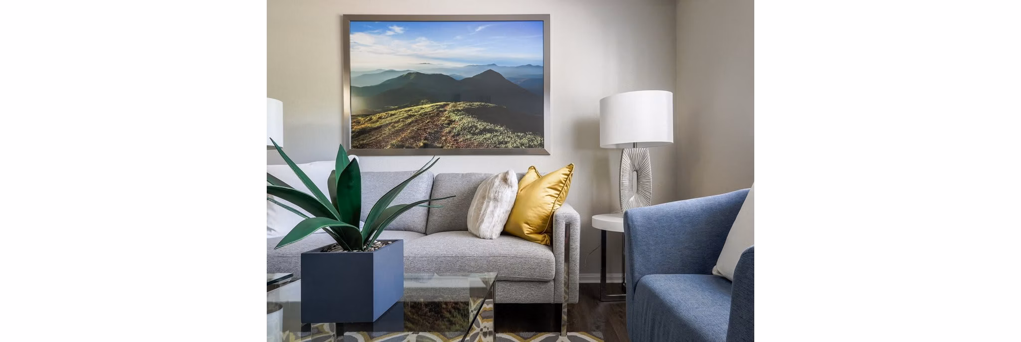 Spacious living room with modern decor at Magnolia Ridge Apartments